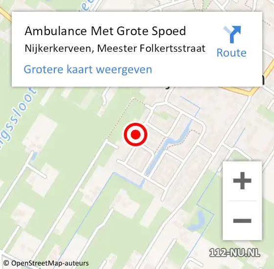 Locatie op kaart van de 112 melding: Ambulance Met Grote Spoed Naar Nijkerkerveen, Meester Folkertsstraat op 10 november 2021 05:45