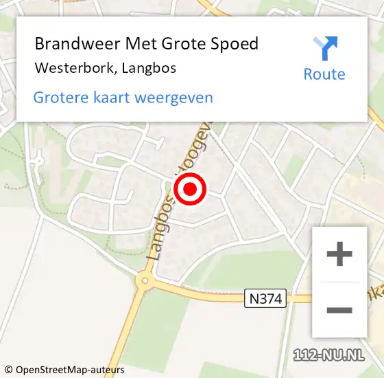 Locatie op kaart van de 112 melding: Brandweer Met Grote Spoed Naar Westerbork, Langbos op 10 november 2021 06:12