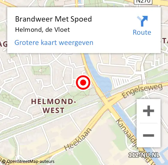 Locatie op kaart van de 112 melding: Brandweer Met Spoed Naar Helmond, de Vloet op 10 november 2021 06:23