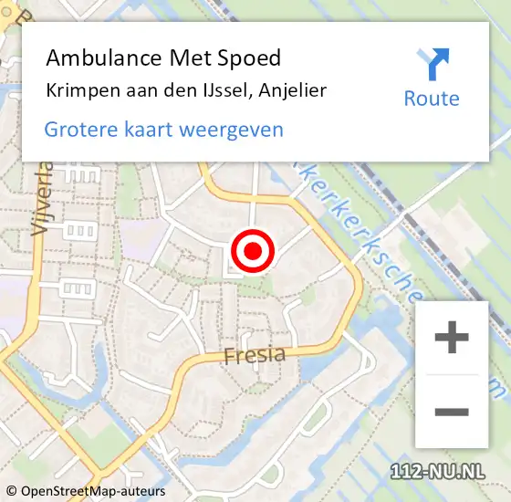 Locatie op kaart van de 112 melding: Ambulance Met Spoed Naar Krimpen aan den IJssel, Anjelier op 10 november 2021 07:00