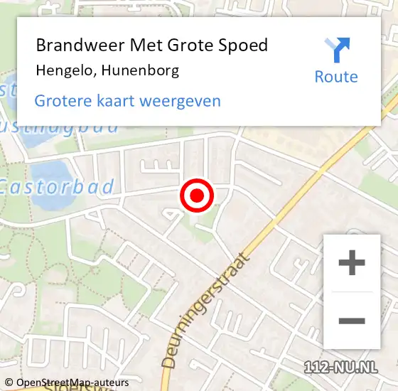 Locatie op kaart van de 112 melding: Brandweer Met Grote Spoed Naar Hengelo, Hunenborg op 10 november 2021 08:17