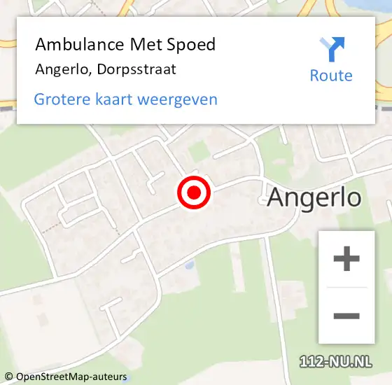 Locatie op kaart van de 112 melding: Ambulance Met Spoed Naar Angerlo, Dorpsstraat op 10 november 2021 08:51
