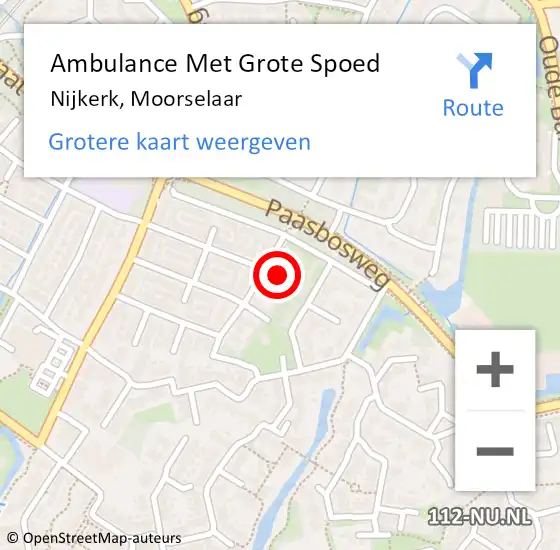 Locatie op kaart van de 112 melding: Ambulance Met Grote Spoed Naar Nijkerk, Moorselaar op 10 november 2021 09:02