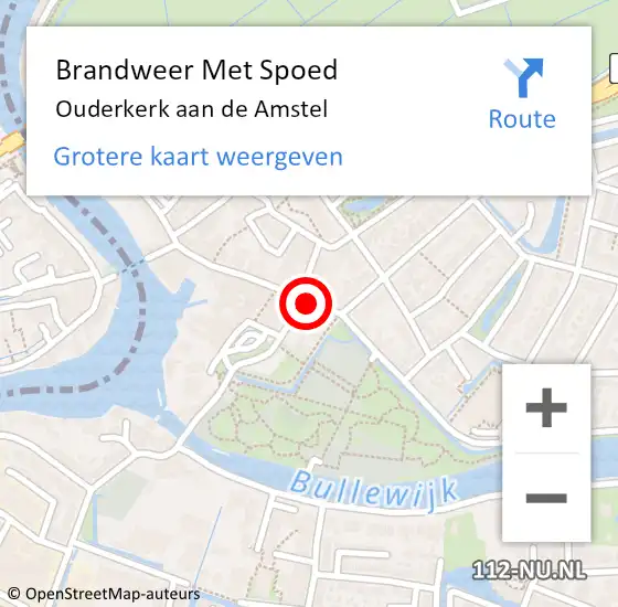 Locatie op kaart van de 112 melding: Brandweer Met Spoed Naar Ouderkerk aan de Amstel op 28 juni 2014 20:01