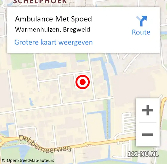 Locatie op kaart van de 112 melding: Ambulance Met Spoed Naar Warmenhuizen, Bregweid op 10 november 2021 10:02