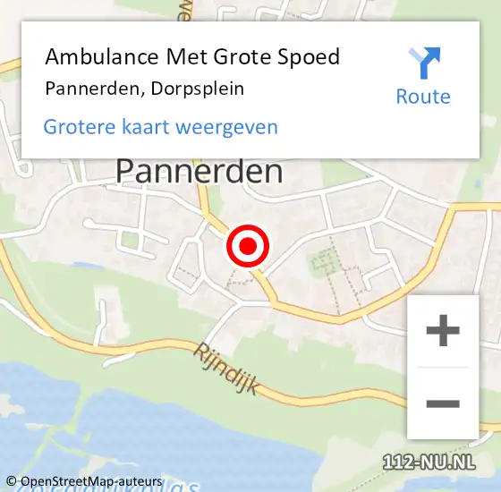 Locatie op kaart van de 112 melding: Ambulance Met Grote Spoed Naar Pannerden, Dorpsplein op 10 november 2021 10:18