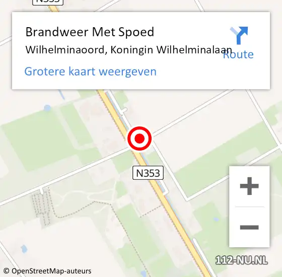 Locatie op kaart van de 112 melding: Brandweer Met Spoed Naar Wilhelminaoord, Koningin Wilhelminalaan op 10 november 2021 10:18