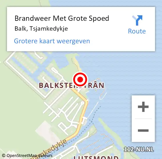 Locatie op kaart van de 112 melding: Brandweer Met Grote Spoed Naar Balk, Tsjamkedykje op 28 juni 2014 20:09