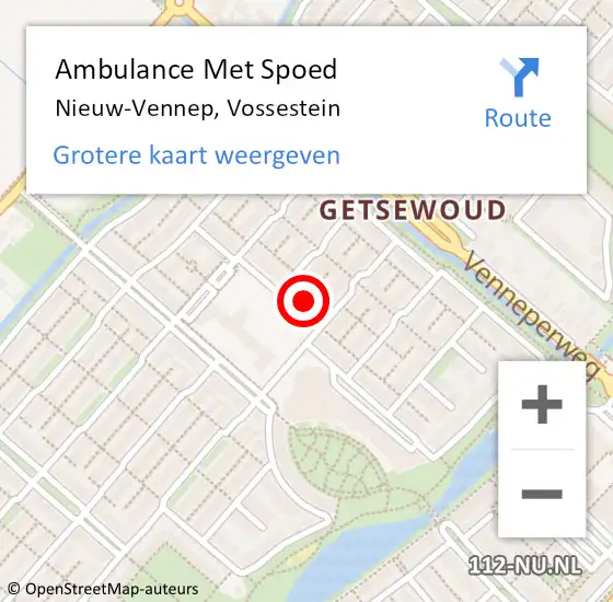 Locatie op kaart van de 112 melding: Ambulance Met Spoed Naar Nieuw-Vennep, Vossestein op 10 november 2021 10:27