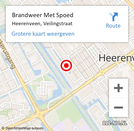 Locatie op kaart van de 112 melding: Brandweer Met Spoed Naar Heerenveen, Veilingstraat op 10 november 2021 10:46