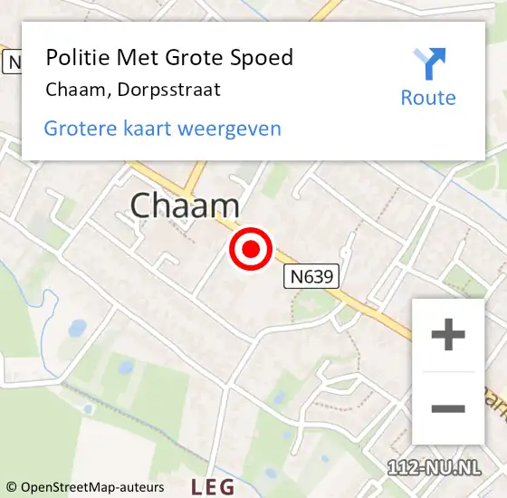 Locatie op kaart van de 112 melding: Politie Met Grote Spoed Naar Chaam, Dorpsstraat op 10 november 2021 10:59