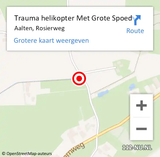 Locatie op kaart van de 112 melding: Trauma helikopter Met Grote Spoed Naar Aalten, Rosierweg op 10 november 2021 11:12