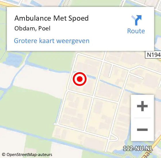 Locatie op kaart van de 112 melding: Ambulance Met Spoed Naar Obdam, Poel op 10 november 2021 11:19