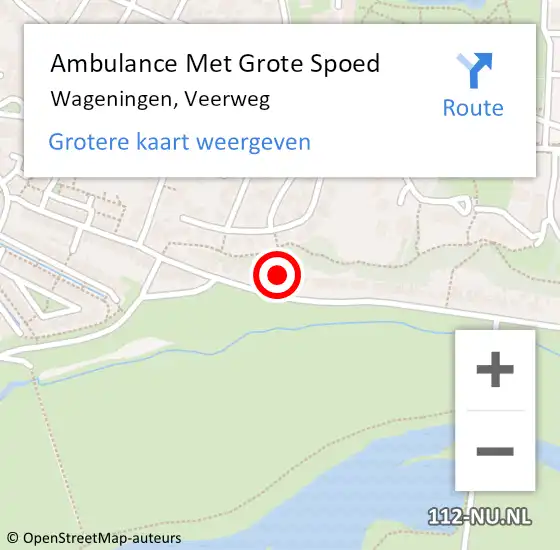 Locatie op kaart van de 112 melding: Ambulance Met Grote Spoed Naar Wageningen, Veerweg op 10 november 2021 11:21