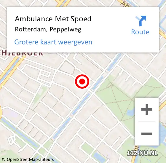 Locatie op kaart van de 112 melding: Ambulance Met Spoed Naar Rotterdam, Peppelweg op 10 november 2021 11:21