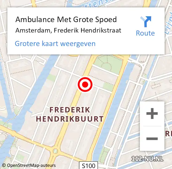 Locatie op kaart van de 112 melding: Ambulance Met Grote Spoed Naar Amsterdam, Frederik Hendrikstraat op 10 november 2021 11:24