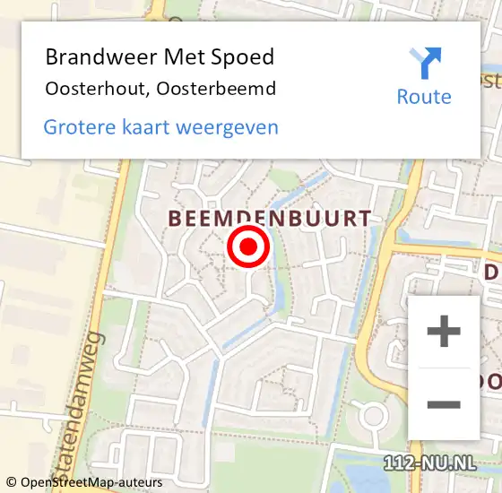 Locatie op kaart van de 112 melding: Brandweer Met Spoed Naar Oosterhout, Oosterbeemd op 10 november 2021 11:25