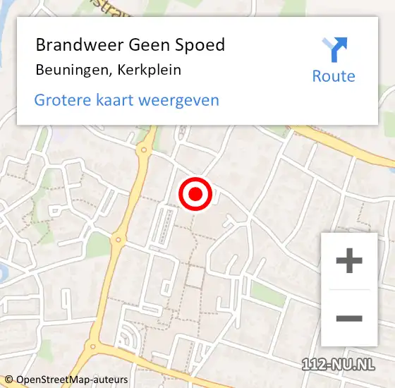 Locatie op kaart van de 112 melding: Brandweer Geen Spoed Naar Beuningen, Kerkplein op 10 november 2021 11:28