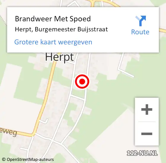 Locatie op kaart van de 112 melding: Brandweer Met Spoed Naar Herpt, Burgemeester Buijsstraat op 10 november 2021 11:38