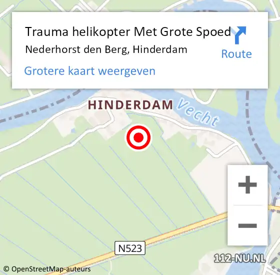 Locatie op kaart van de 112 melding: Trauma helikopter Met Grote Spoed Naar Nederhorst den Berg, Hinderdam op 10 november 2021 11:42