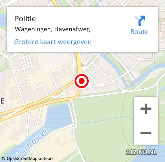 Locatie op kaart van de 112 melding: Politie Wageningen, Havenafweg op 10 november 2021 11:47