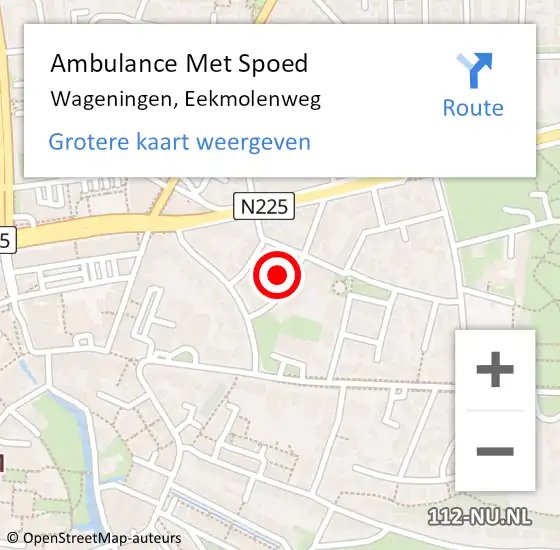 Locatie op kaart van de 112 melding: Ambulance Met Spoed Naar Wageningen, Eekmolenweg op 28 juni 2014 20:20