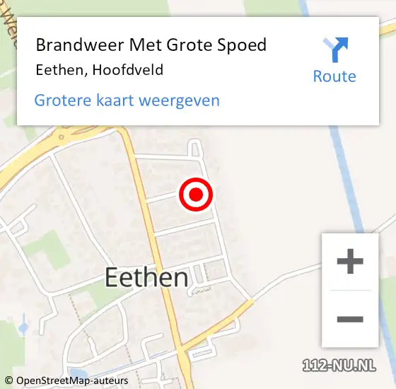 Locatie op kaart van de 112 melding: Brandweer Met Grote Spoed Naar Eethen, Hoofdveld op 10 november 2021 11:55