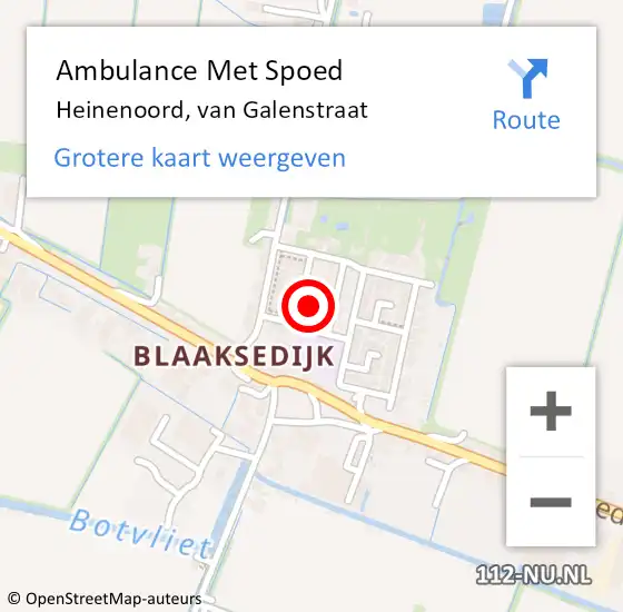 Locatie op kaart van de 112 melding: Ambulance Met Spoed Naar Heinenoord, van Galenstraat op 10 november 2021 12:07