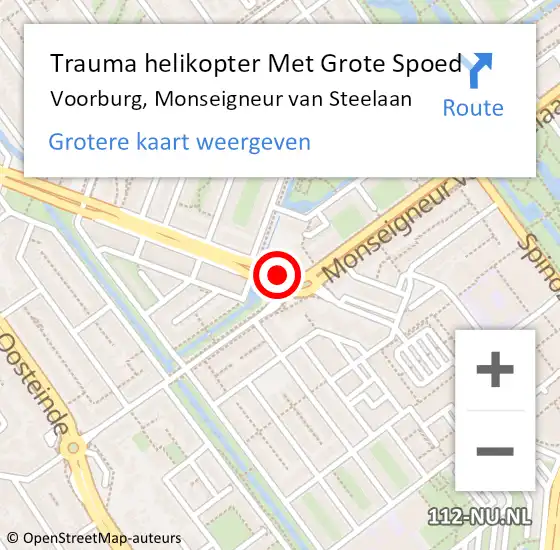 Locatie op kaart van de 112 melding: Trauma helikopter Met Grote Spoed Naar Voorburg, Monseigneur van Steelaan op 10 november 2021 12:13