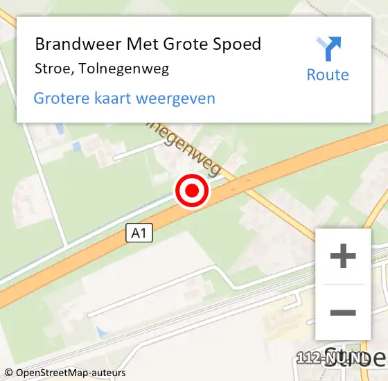 Locatie op kaart van de 112 melding: Brandweer Met Grote Spoed Naar Stroe, Tolnegenweg op 10 november 2021 12:22