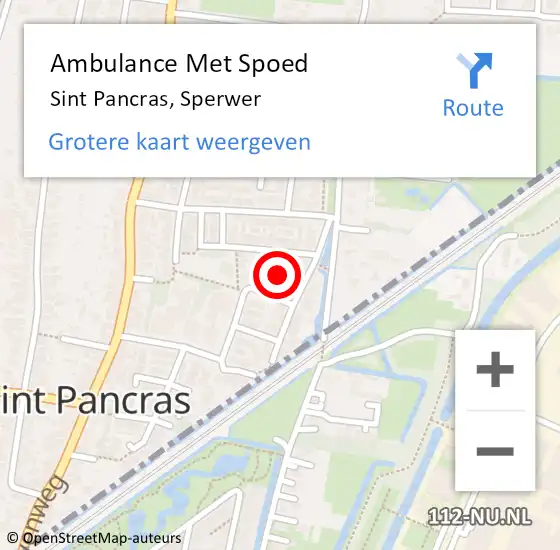 Locatie op kaart van de 112 melding: Ambulance Met Spoed Naar Sint Pancras, Sperwer op 10 november 2021 12:24