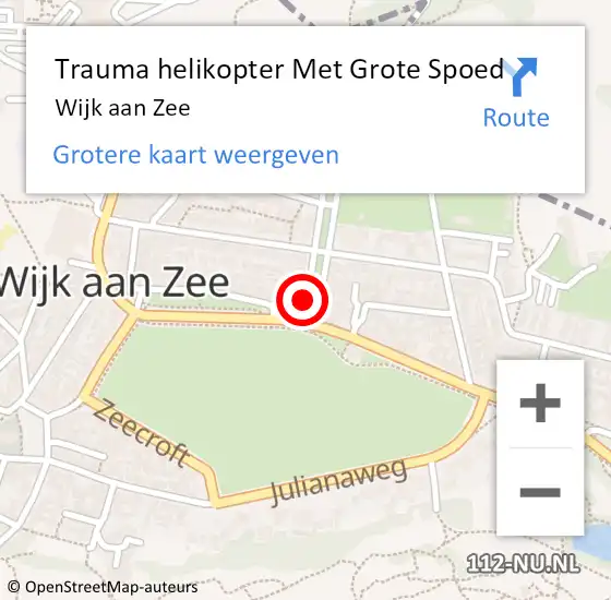 Locatie op kaart van de 112 melding: Trauma helikopter Met Grote Spoed Naar Wijk aan Zee op 10 november 2021 12:57