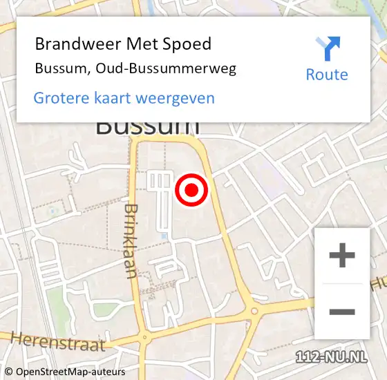 Locatie op kaart van de 112 melding: Brandweer Met Spoed Naar Bussum, Oud-Bussummerweg op 10 november 2021 12:57