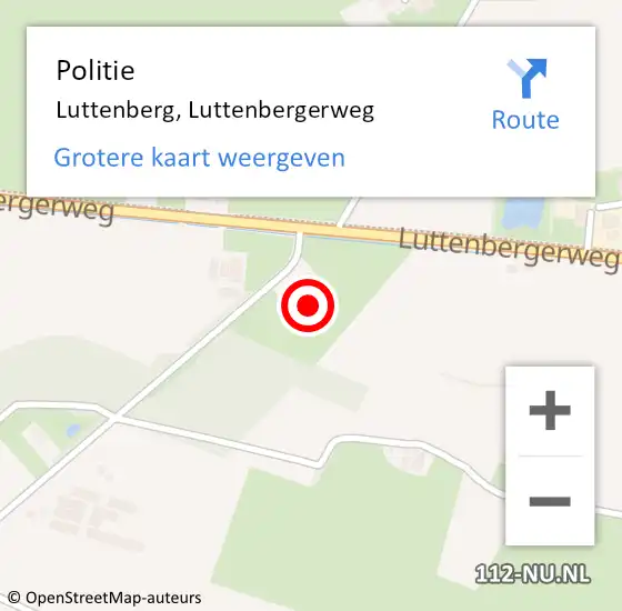 Locatie op kaart van de 112 melding: Politie Luttenberg, Luttenbergerweg op 10 november 2021 13:03