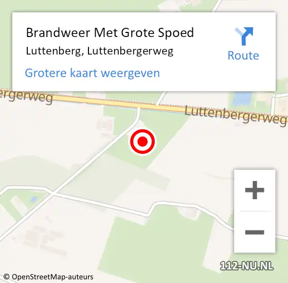 Locatie op kaart van de 112 melding: Brandweer Met Grote Spoed Naar Luttenberg, Luttenbergerweg op 10 november 2021 13:04