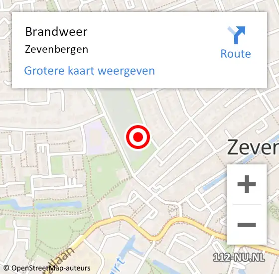 Locatie op kaart van de 112 melding: Brandweer Zevenbergen op 10 november 2021 13:28