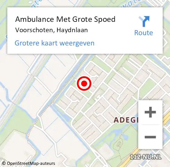 Locatie op kaart van de 112 melding: Ambulance Met Grote Spoed Naar Voorschoten, Haydnlaan op 10 november 2021 13:40