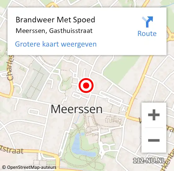 Locatie op kaart van de 112 melding: Brandweer Met Spoed Naar Meerssen, Gasthuisstraat op 10 november 2021 13:43