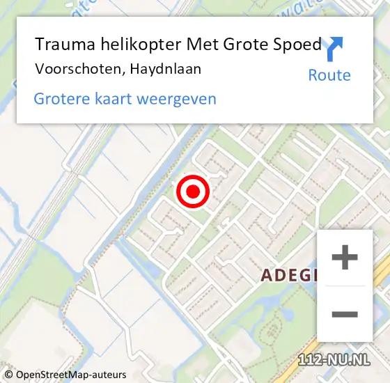 Locatie op kaart van de 112 melding: Trauma helikopter Met Grote Spoed Naar Voorschoten, Haydnlaan op 10 november 2021 13:44