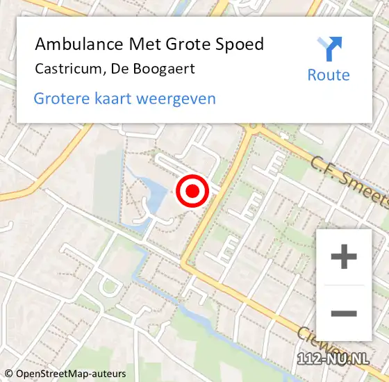 Locatie op kaart van de 112 melding: Ambulance Met Grote Spoed Naar Castricum, De Boogaert op 10 november 2021 13:47