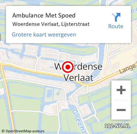 Locatie op kaart van de 112 melding: Ambulance Met Spoed Naar Woerdense Verlaat, Lijsterstraat op 10 november 2021 13:48