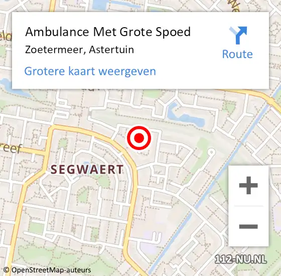 Locatie op kaart van de 112 melding: Ambulance Met Grote Spoed Naar Zoetermeer, Astertuin op 10 november 2021 13:50