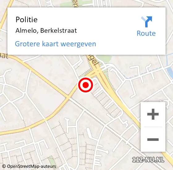 Locatie op kaart van de 112 melding: Politie Almelo, Berkelstraat op 10 november 2021 14:07