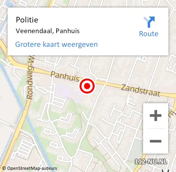 Locatie op kaart van de 112 melding: Politie Veenendaal, Panhuis op 10 november 2021 14:15