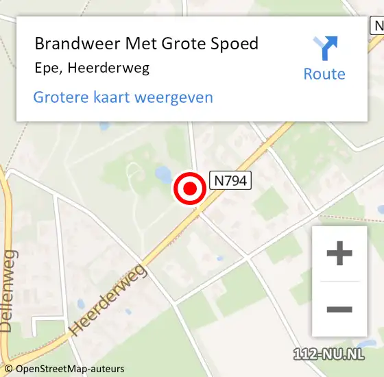 Locatie op kaart van de 112 melding: Brandweer Met Grote Spoed Naar Epe, Heerderweg op 10 november 2021 14:26