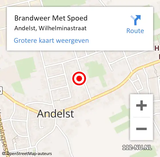 Locatie op kaart van de 112 melding: Brandweer Met Spoed Naar Andelst, Wilhelminastraat op 10 november 2021 14:35