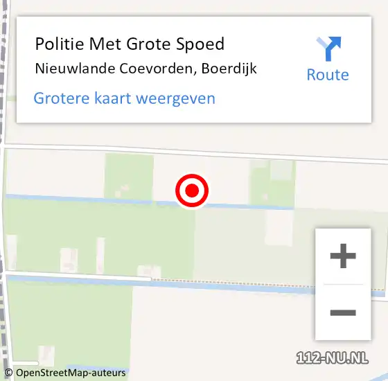 Locatie op kaart van de 112 melding: Politie Met Grote Spoed Naar Nieuwlande Coevorden, Boerdijk op 10 november 2021 14:56
