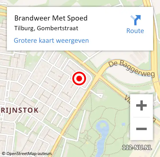 Locatie op kaart van de 112 melding: Brandweer Met Spoed Naar Tilburg, Gombertstraat op 10 november 2021 15:05