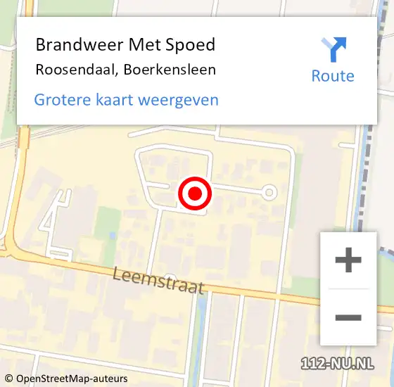 Locatie op kaart van de 112 melding: Brandweer Met Spoed Naar Roosendaal, Boerkensleen op 10 november 2021 15:09