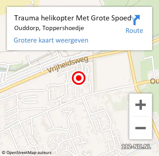 Locatie op kaart van de 112 melding: Trauma helikopter Met Grote Spoed Naar Ouddorp, Toppershoedje op 10 november 2021 15:17